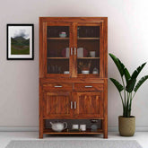 BEFREE Solid Sheesham Wood Kitchen Cabinet (Natural Finish)